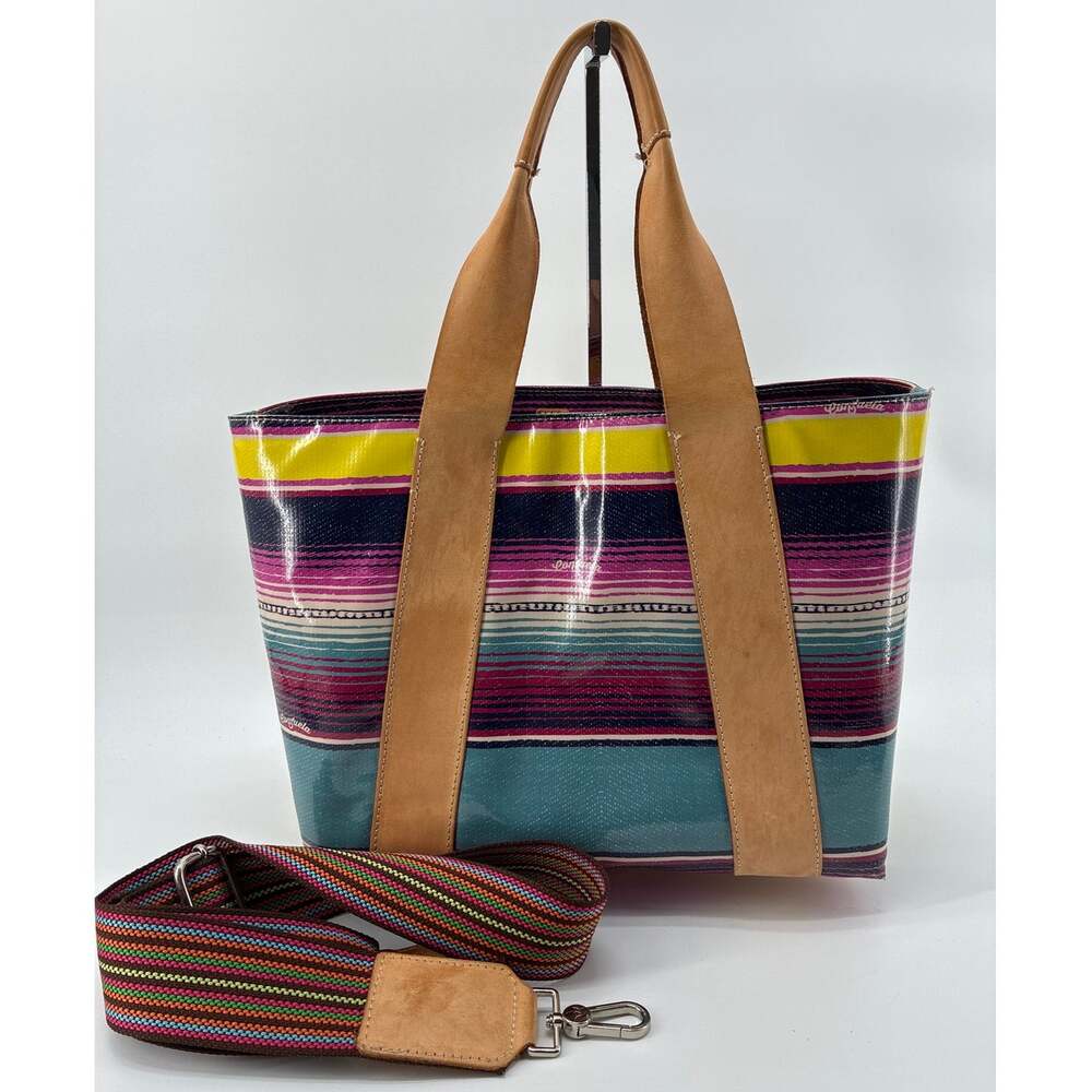 Consuela Thelma Striped Serape Carryall Tote Bag Boho Western Festival Pink Blue